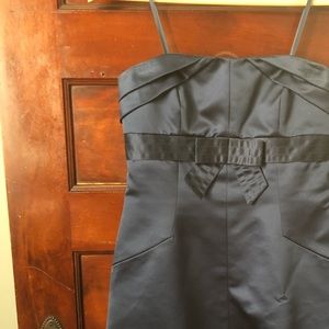 Max & Cleo navy blue satin dress